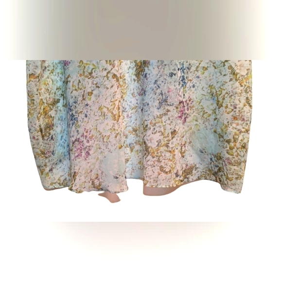 EUC BCBGeneration gorgeous blue grn purple ruffle short sleeve open front sheer - Picture 10 of 11